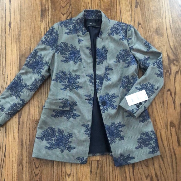 Zara Jackets & Blazers - Zara plaid/embroidered blazer